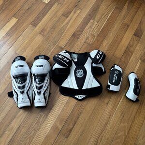 NHL Ccm LTP Ice Hockey Shoulder Pads/Elbows Large Shin Guards 10 Youth